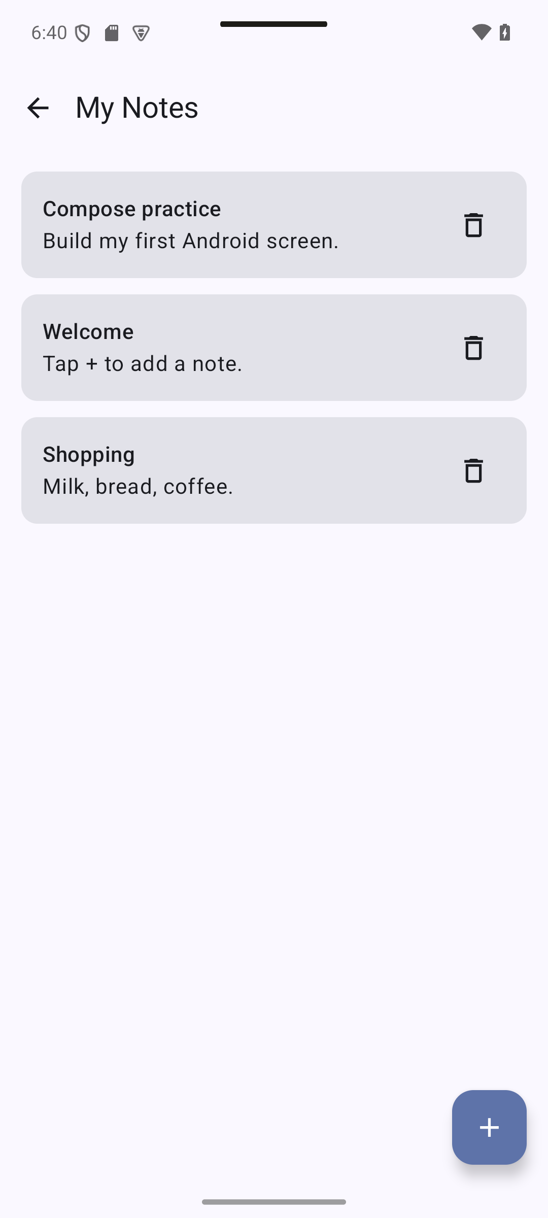 note created — 5.3 Notes Screen