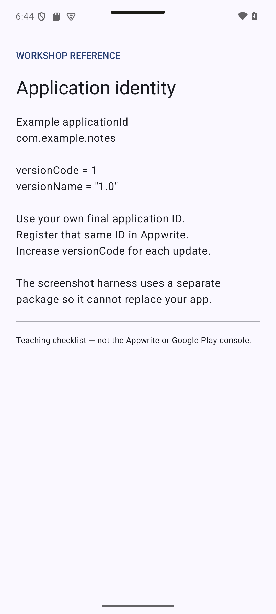 identity — 10.2 Application Id and Version