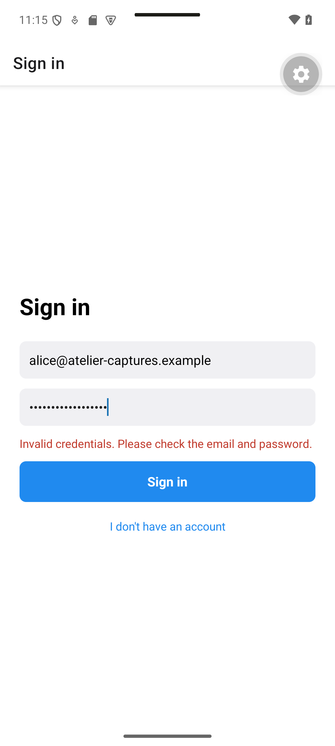 React Native: An incorrect password leaves the user on the form and displays the server error.