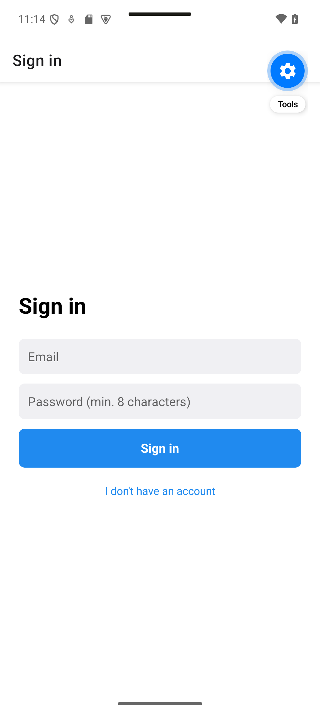 React Native: Signed-out users see the email/password form.